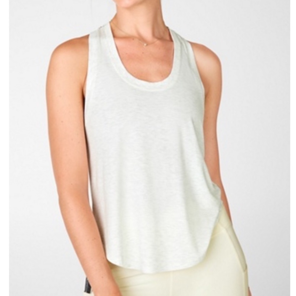 Fabletics cropped racerback tank, light gray, XL